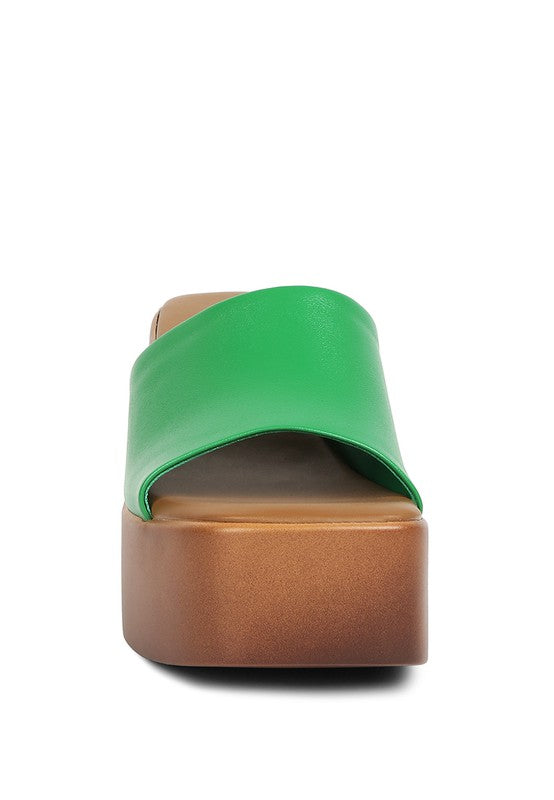 Scandal Slip On Block Heel Sandals by Rag Company | Fleurcouture