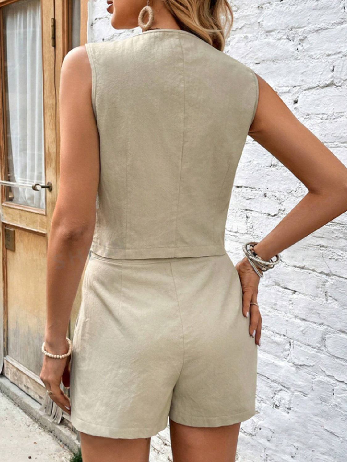 Scoop Neck Sleeveless Top and Shorts Set Women&