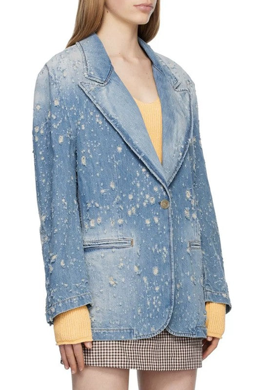 SEXY DENIM BLAZER JACKET BLUE by By Claude | Fleurcouture