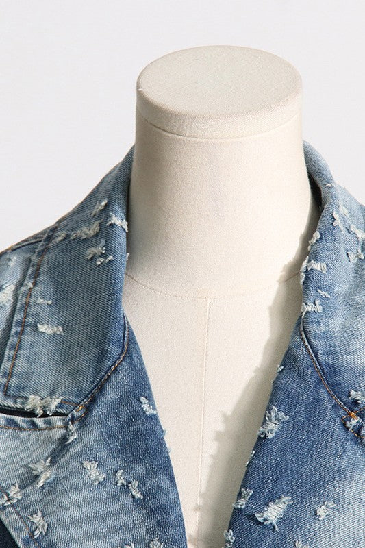 SEXY DENIM BLAZER JACKET BLUE by By Claude | Fleurcouture