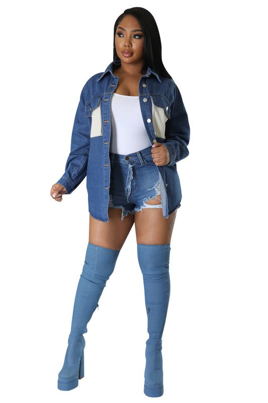 SEXY FASHION DENIM SHIRT NAVY by By Claude | Fleurcouture