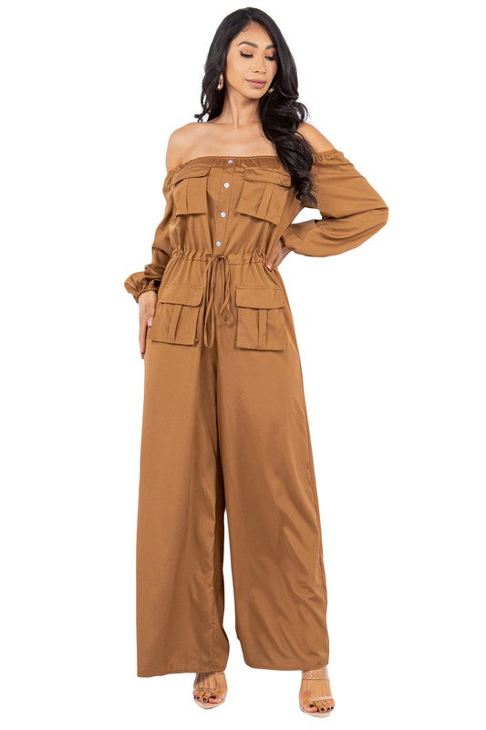 SEXY FASHION JUMPSUIT KHAKI S by By Claude | Fleurcouture