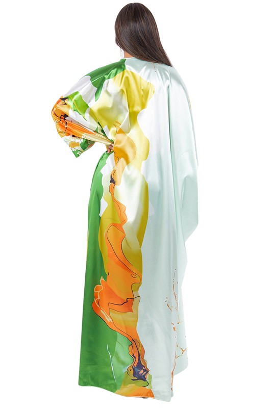 SEXY FASHION KIMONOS COVER UP GREEN MULTI by By Claude | Fleurcouture