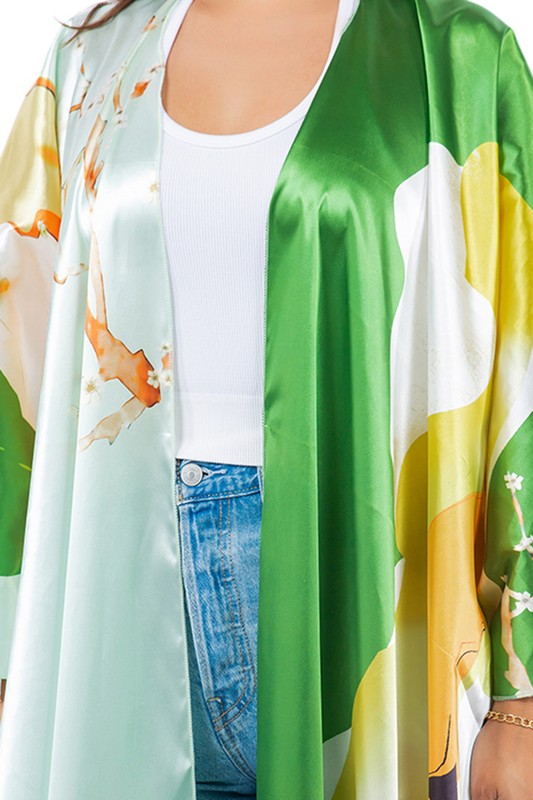 SEXY FASHION KIMONOS COVER UP GREEN MULTI by By Claude | Fleurcouture