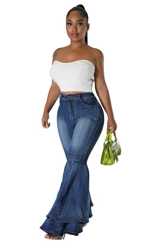 SEXY FASHION STYLE DENIM PANTS NAVY by By Claude | Fleurcouture