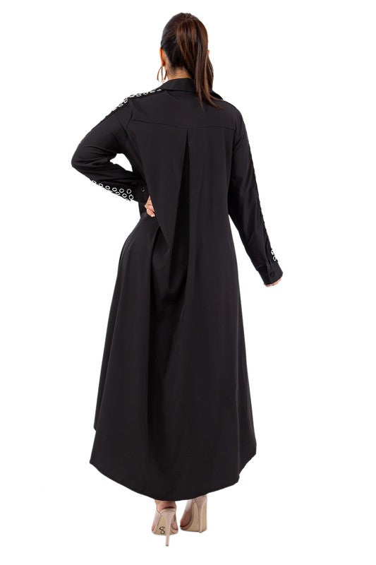 SEXY LONG DRESS SHIRT BLACK by By Claude | Fleurcouture