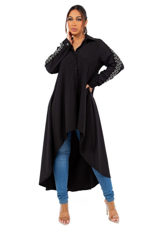 SEXY LONG DRESS SHIRT BLACK S by By Claude | Fleurcouture