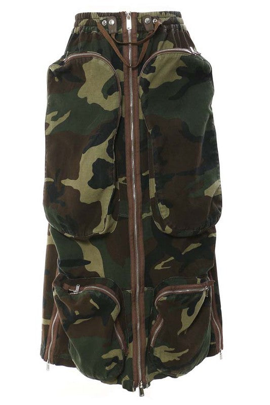 SEXY LONG MAXI TWO WAY SKIRT CAMOFLAGE by By Claude | Fleurcouture