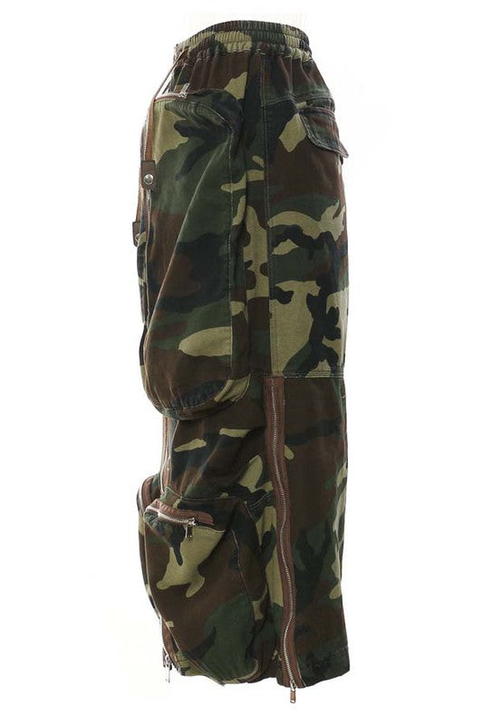 SEXY LONG MAXI TWO WAY SKIRT CAMOFLAGE by By Claude | Fleurcouture