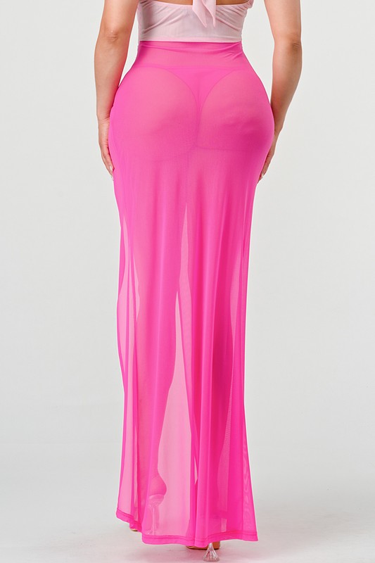 SEXY TIE AROUND HIGH SLIT DRESS PINK by Athina | Fleurcouture