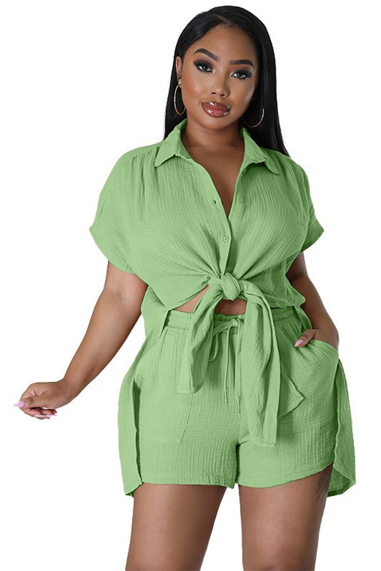 SEXY TWO PIECE PANT SET GREEN L by By Claude | Fleurcouture