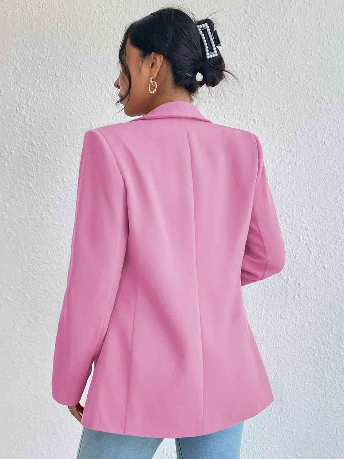 Shawl Collar Long Sleeve Blazer by Trendsi | Fleurcouture