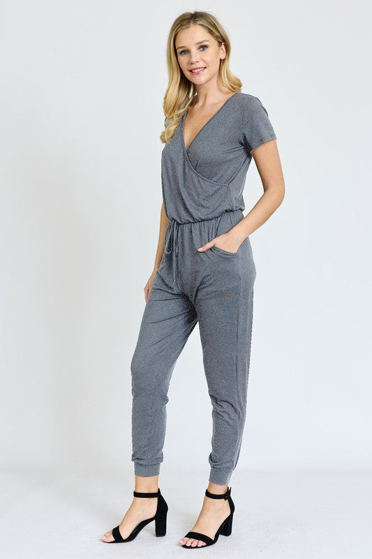 Short Sleeve Jogger Jumpsuit by EG fashion | Fleurcouture