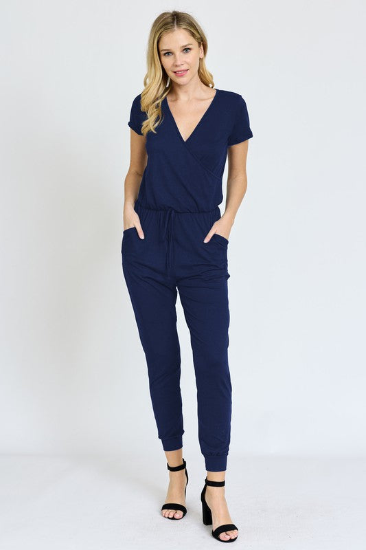 Short Sleeve Jogger Jumpsuit by EG fashion | Fleurcouture