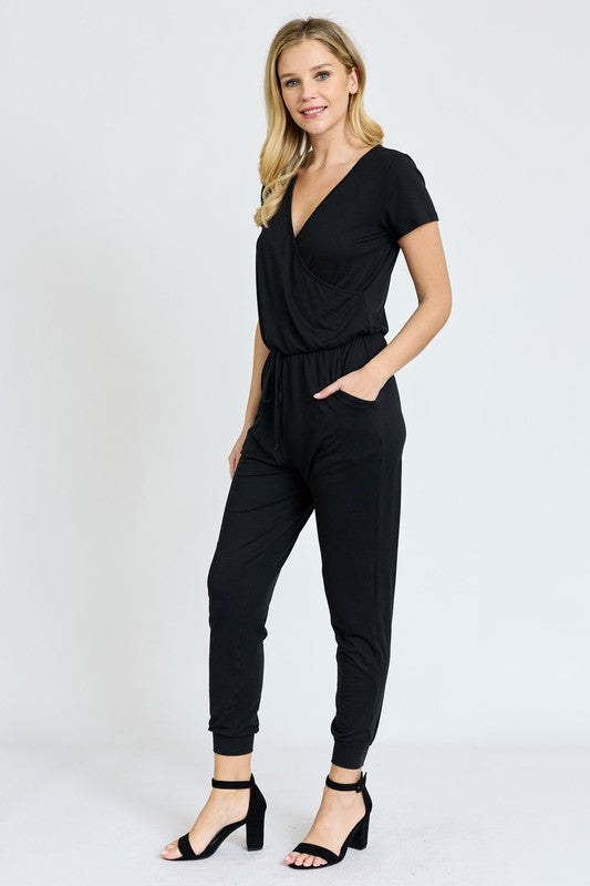 Short Sleeve Jogger Jumpsuit by EG fashion | Fleurcouture