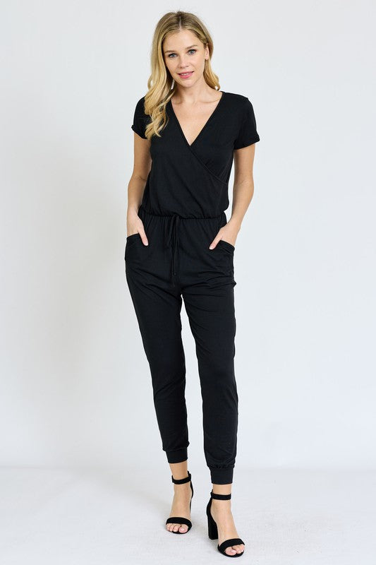 Short Sleeve Jogger Jumpsuit by EG fashion | Fleurcouture