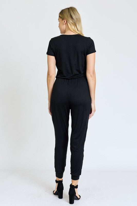Short Sleeve Jogger Jumpsuit by EG fashion | Fleurcouture