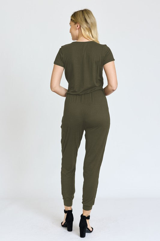 Short Sleeve Jogger Jumpsuit by EG fashion | Fleurcouture