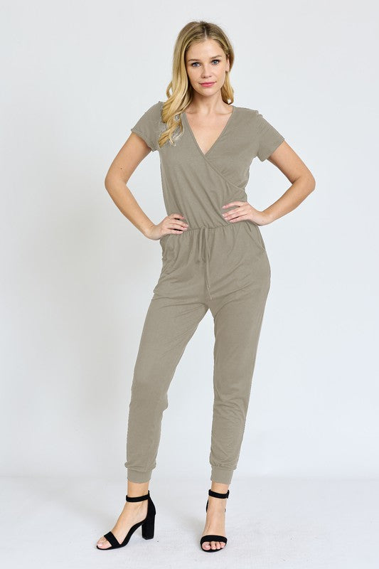 Short Sleeve Jogger Jumpsuit by EG fashion | Fleurcouture