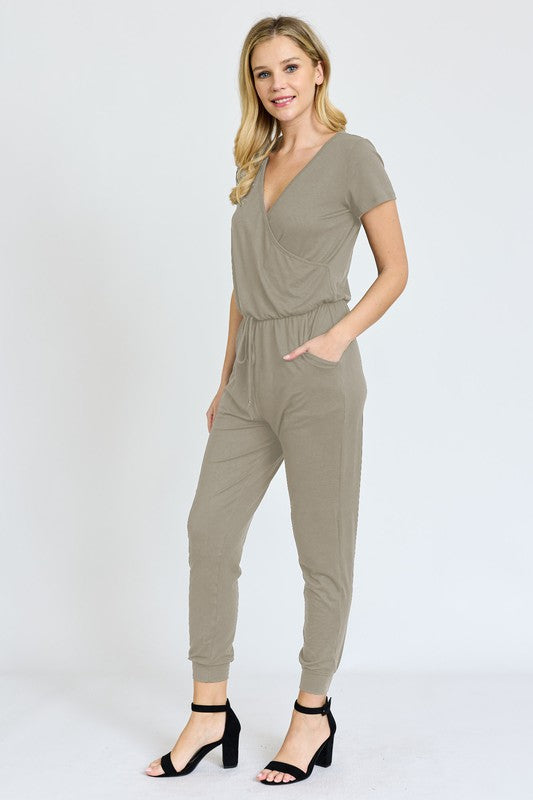 Short Sleeve Jogger Jumpsuit by EG fashion | Fleurcouture