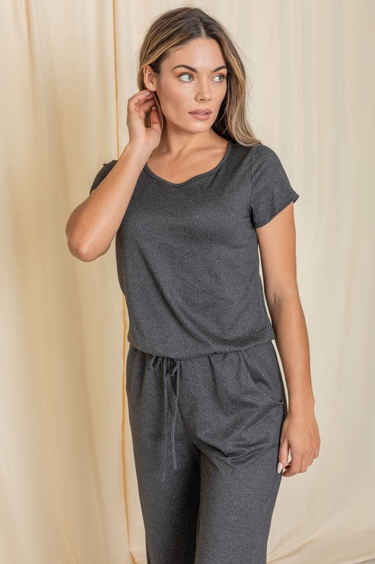 Short Sleeve Jumpsuit W/Pocket by EG fashion | Fleurcouture