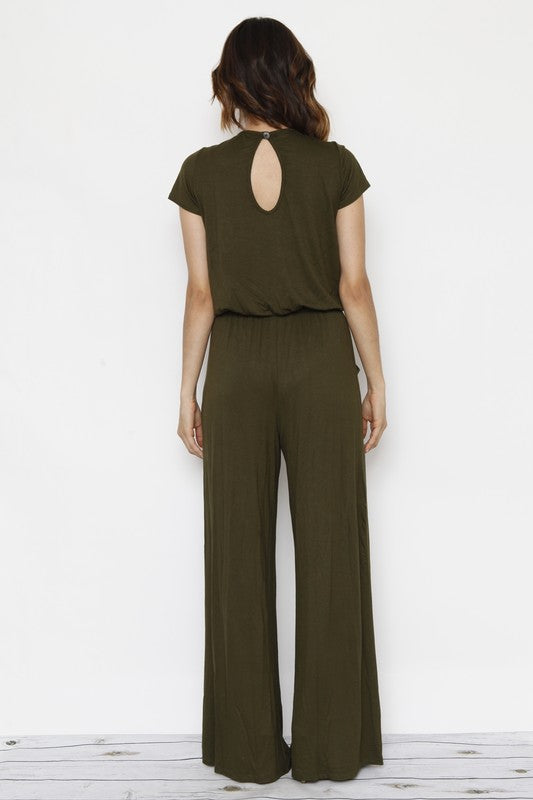 Short Sleeve Jumpsuit W/Pocket by EG fashion | Fleurcouture