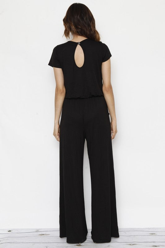 Short Sleeve Jumpsuit W/Pocket by EG fashion | Fleurcouture