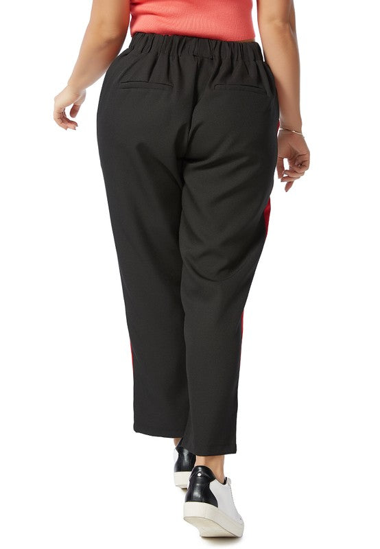 Side Taped Straight Trousers Black by Rag Company | Fleurcouture