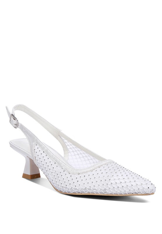 Siev Rhinestone Slingback Mules White US-5 / UK-3 / EU-36 by Rag Company | Fleurcouture