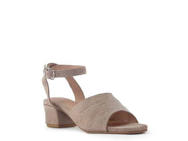 SIGRID FINE SUEDE BLOCK HEELED SANDAL IN NUDE Nude by Rag Company | Fleurcouture