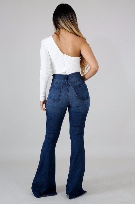 Skylar Bell Bottom Jean- Inseam 32" DARK WASH by GJG Denim | Fleurcouture