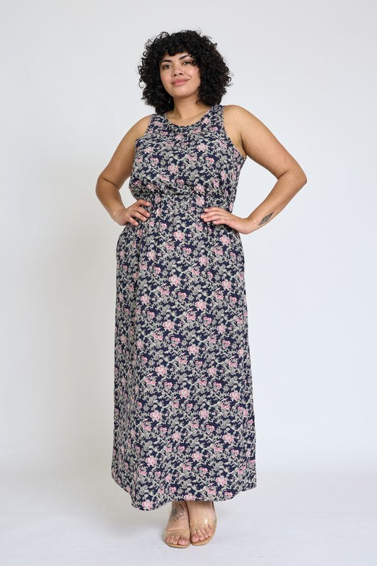 Sleeveless Blouson Band Maxi Dress by EG fashion | Fleurcouture