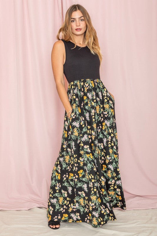 Sleeveless Floral Maxi Dress by EG fashion | Fleurcouture