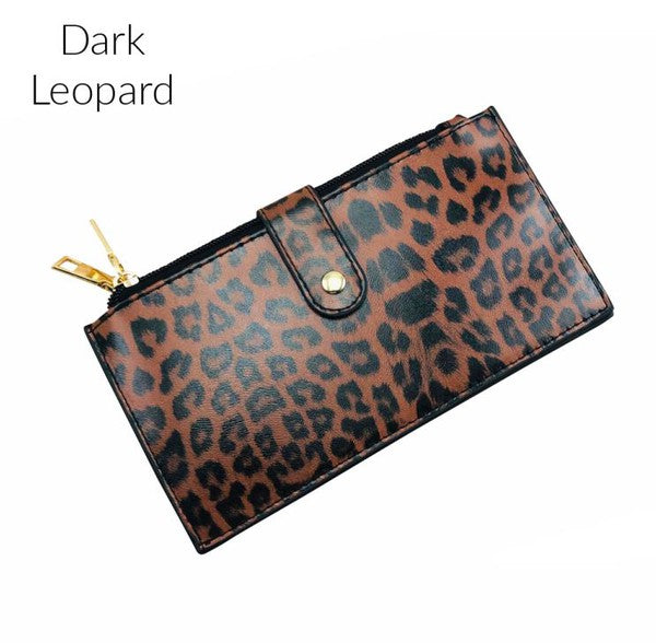 Slim Credit Card Zipper Wallet Dark Leopard 1 Accessories by Dani & Em | Fleurcouture