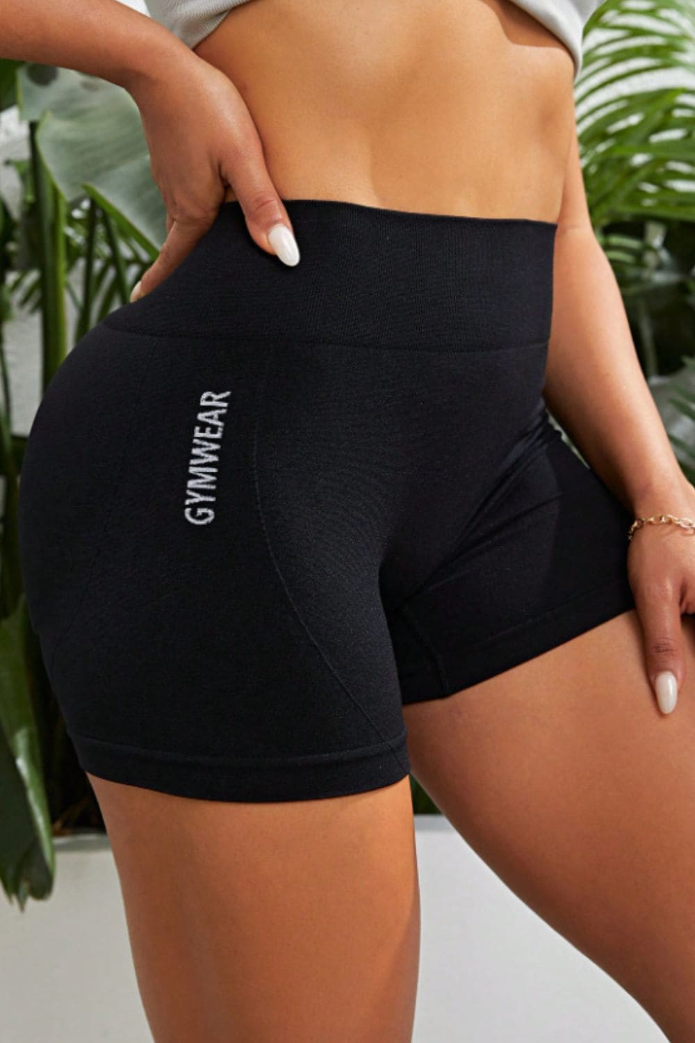 Slim Fit High Waistband Active Shorts Black Activewear by Trendsi | Fleurcouture
