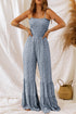 Smocked Printed Wide Strap Jumpsuit Dark Blue S Jumpsuits by Trendsi | Fleurcouture