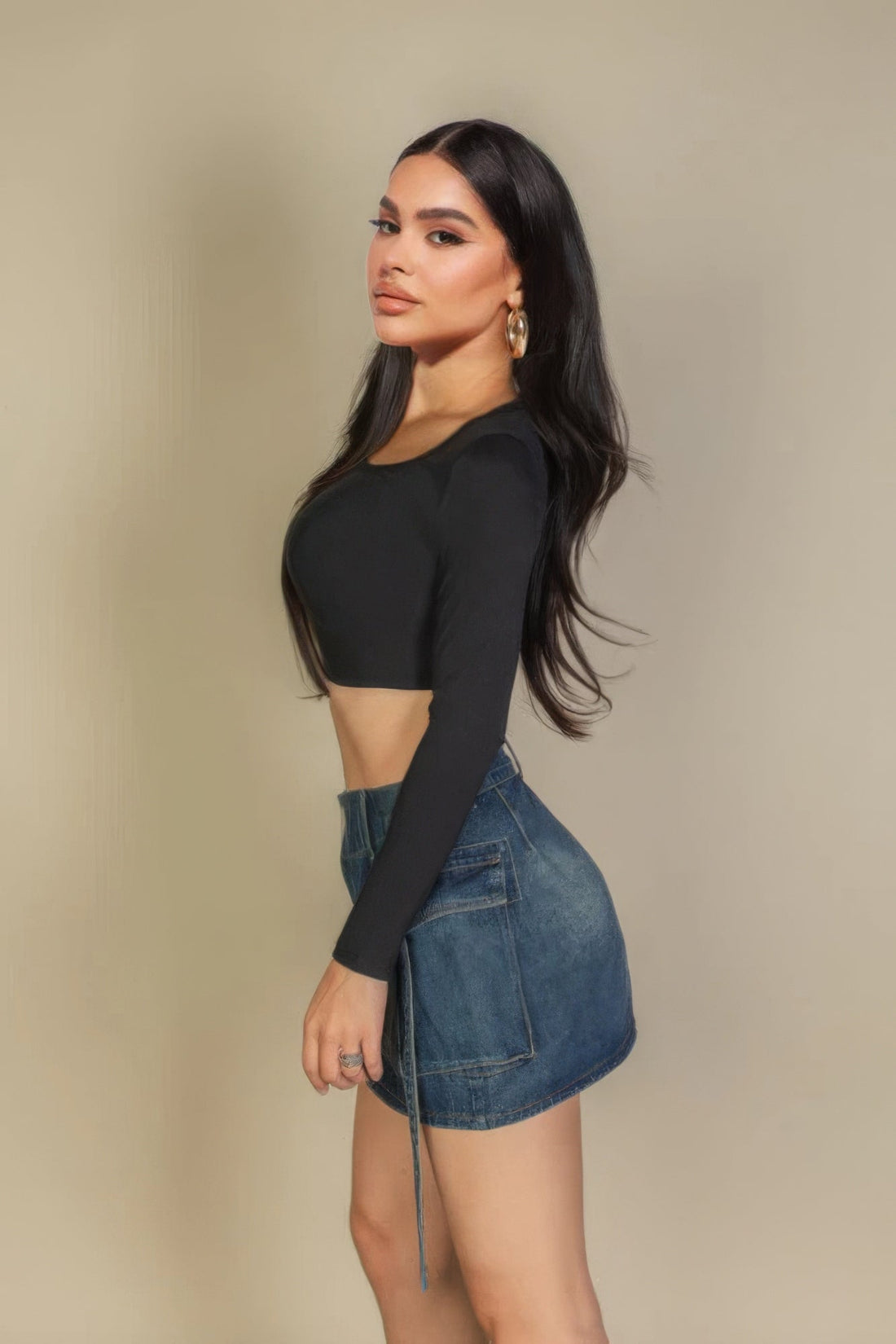 Solid Rib Knit Square Neck Long Sleeve Top by Fleurcouture | Fleurcouture