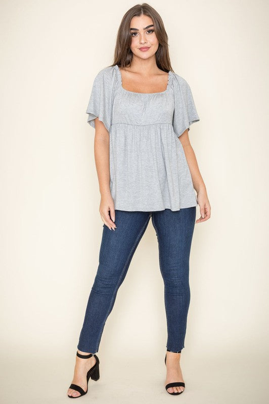 Solid Square Neck Babydoll Tunic by EG fashion | Fleurcouture