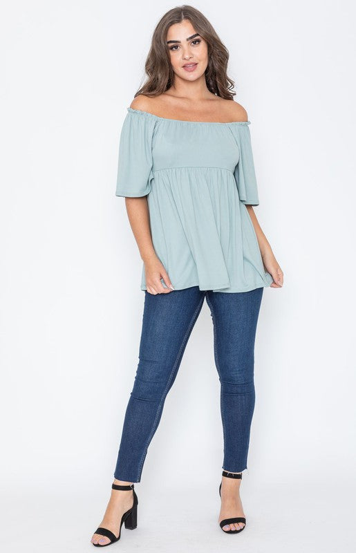 Solid Square Neck Babydoll Tunic by EG fashion | Fleurcouture