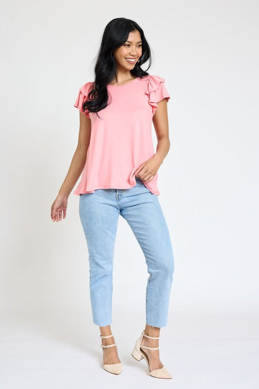 Spring Double Ruffle Sleeve Top by EG fashion | Fleurcouture
