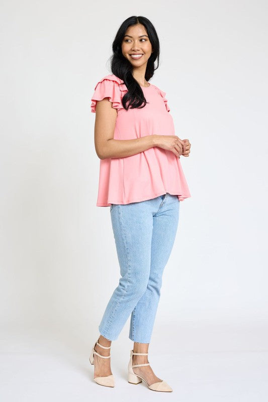 Spring Double Ruffle Sleeve Top by EG fashion | Fleurcouture