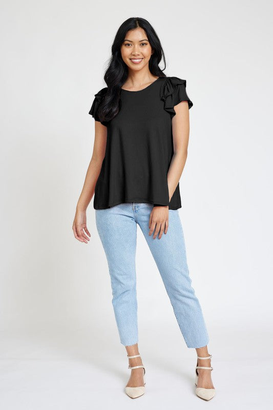 Spring Double Ruffle Sleeve Top by EG fashion | Fleurcouture