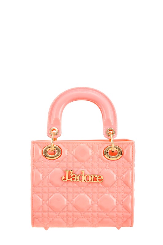 Square JADORE Accent Jelly Purse Flap Bag BABY PINK OS by ICCO ACCESSORIES | Fleurcouture