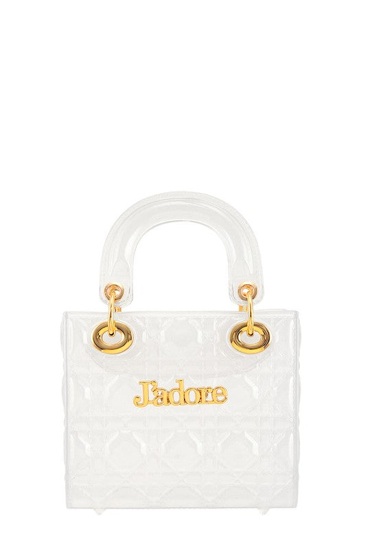 Square JADORE Accent Jelly Purse Flap Bag CLEAR OS by ICCO ACCESSORIES | Fleurcouture