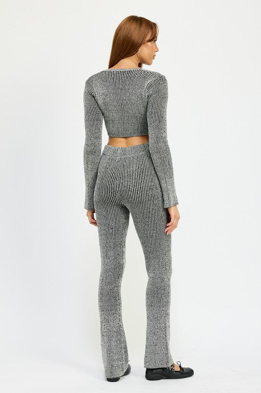 SQUARE NECK CROPPED TOP WITH ZIPPER BLACK WHITE by Emory Park | Fleurcouture