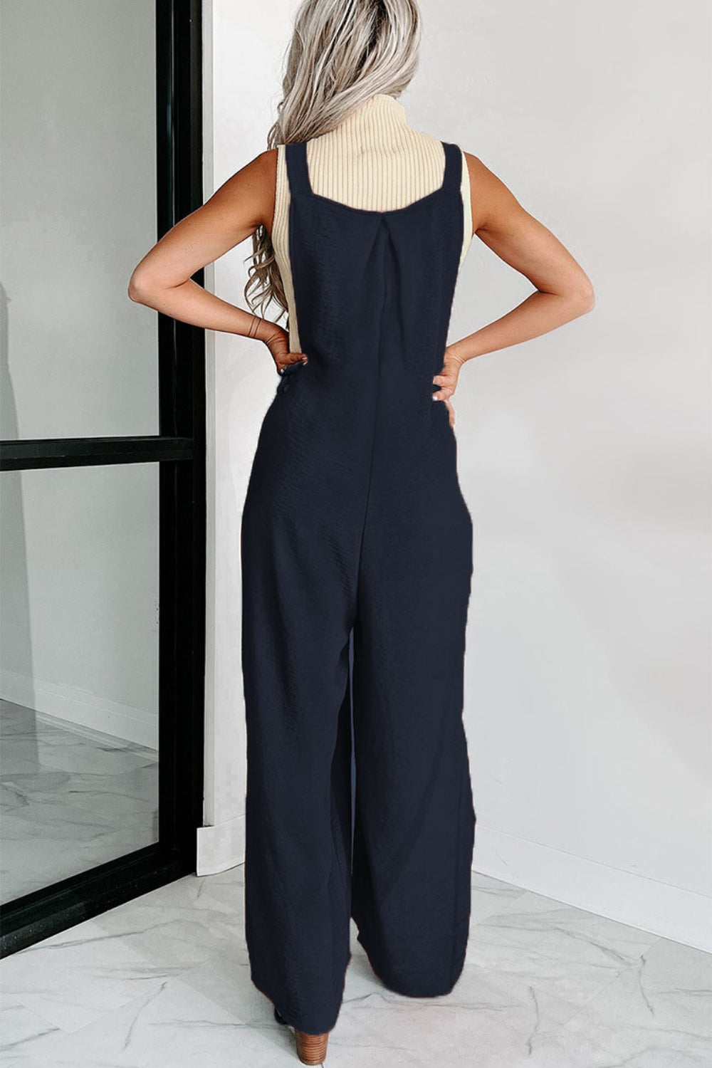 Square Neck Wide Strap Jumpsuit Jumpsuits by Trendsi | Fleurcouture