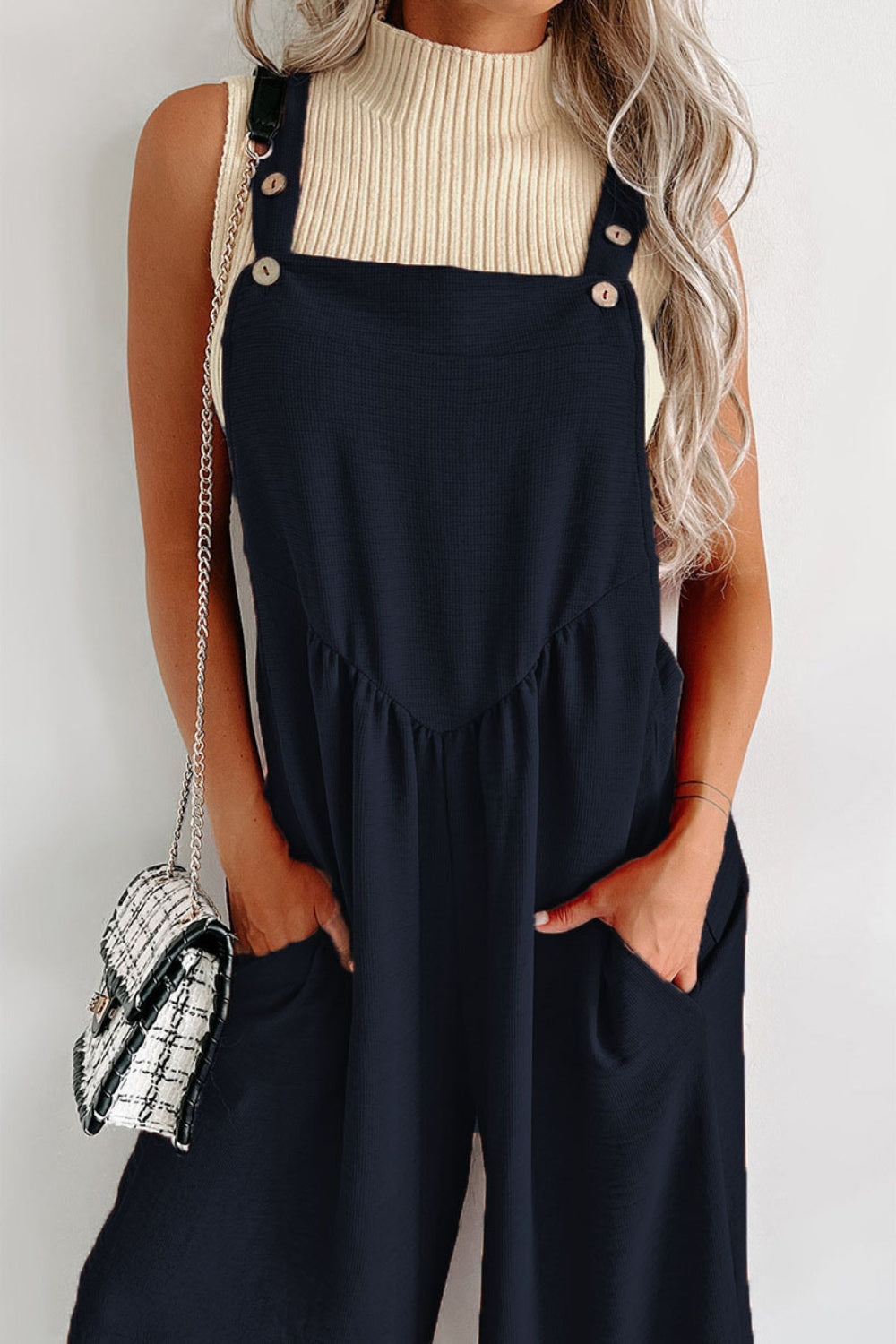 Square Neck Wide Strap Jumpsuit Jumpsuits by Trendsi | Fleurcouture