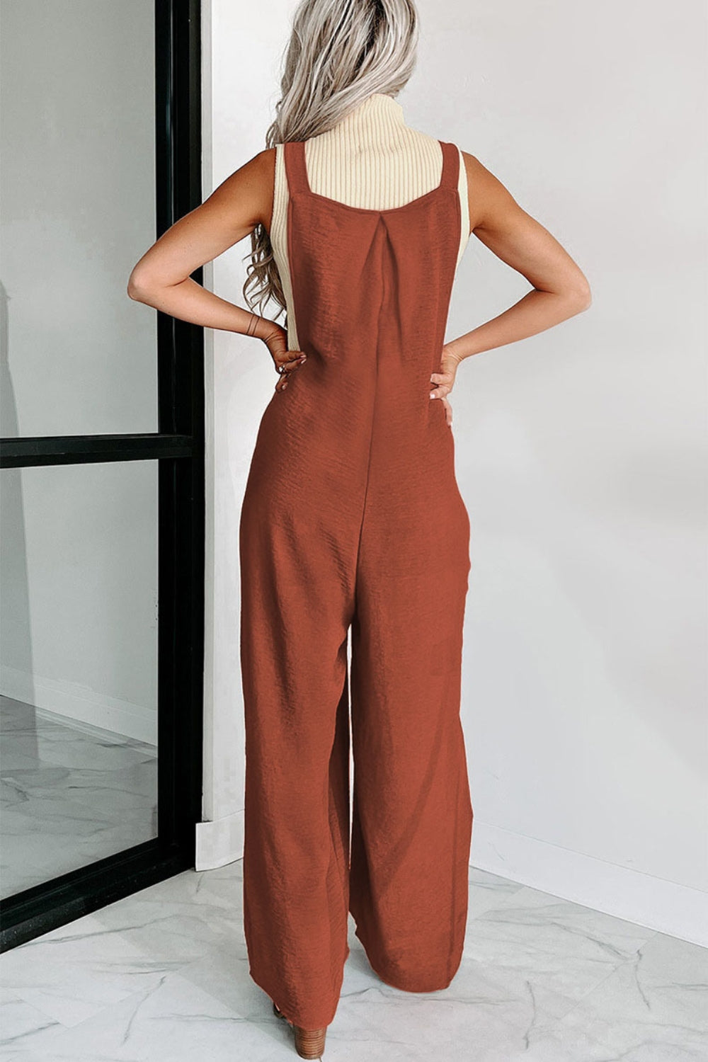 Square Neck Wide Strap Jumpsuit Jumpsuits by Trendsi | Fleurcouture