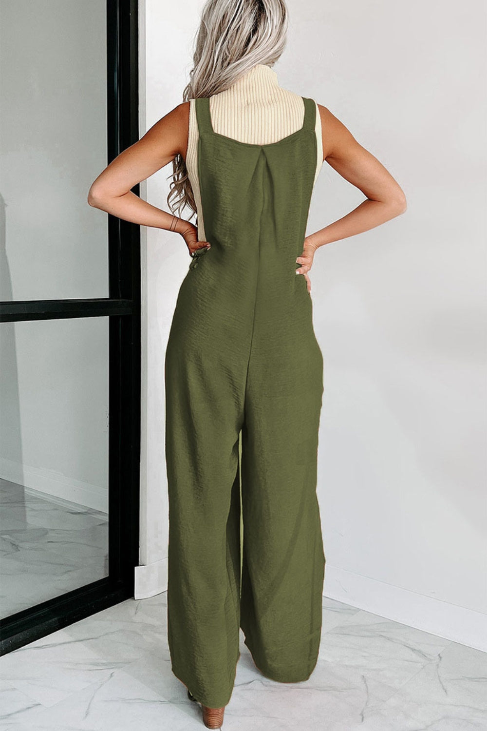 Square Neck Wide Strap Jumpsuit Jumpsuits by Trendsi | Fleurcouture