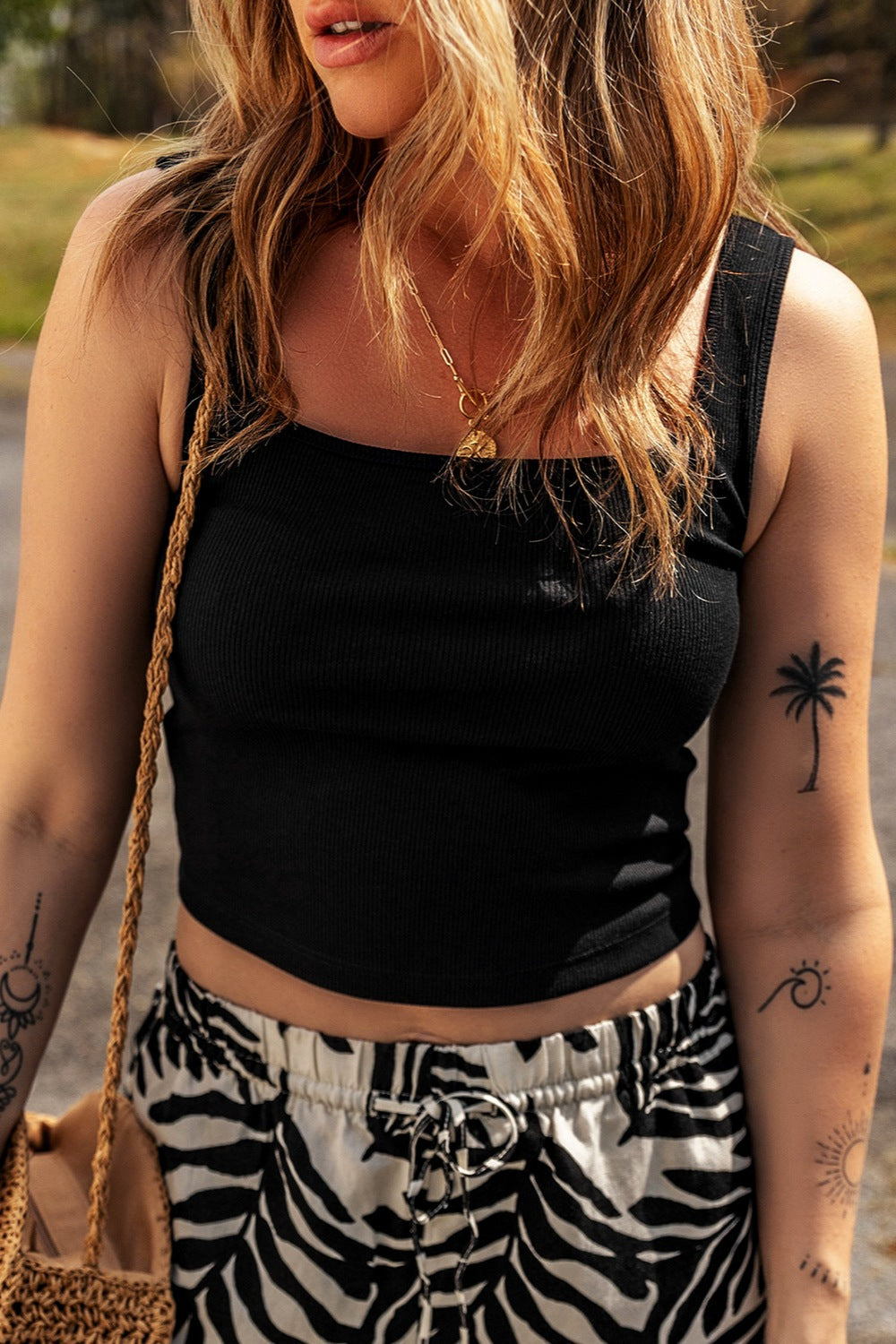 Square Neck Wide Strap Tank Tops by Trendsi | Fleurcouture